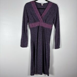 Downeast Women's M Purple Angora Empire Waist Pullover Long Sleeve Midi Dress